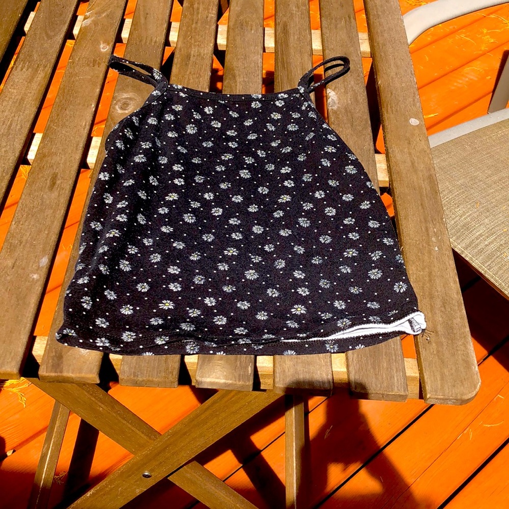 Cute black sunflower summer tank top